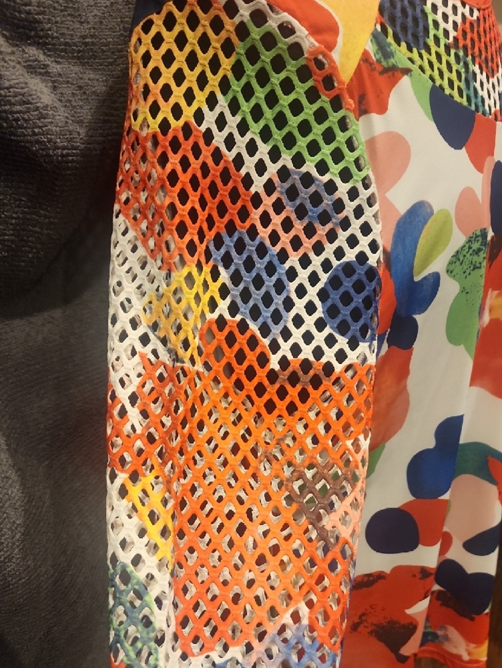 Multicolor Abstract Mesh-Sleeve Tunic Top - Picture 2 of 2